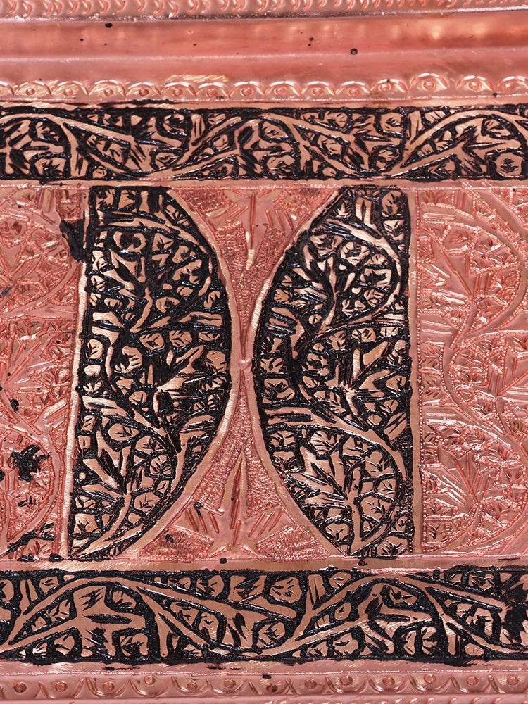 Kashmiri Kandkaari Octagon Copper Tray (Majma) - Shopping in Kashmir