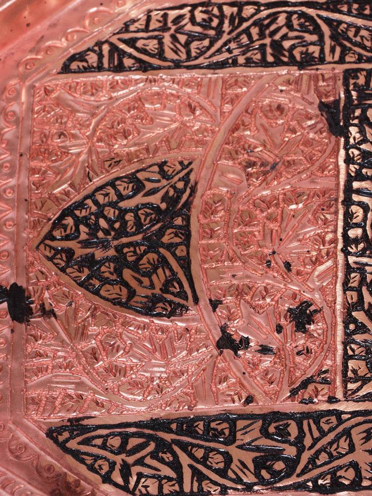 Kashmiri Kandkaari Octagon Copper Tray (Majma) - Shopping in Kashmir