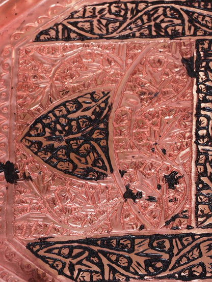 Kashmiri Kandkaari Octagon Copper Tray (Majma) - Shopping in Kashmir
