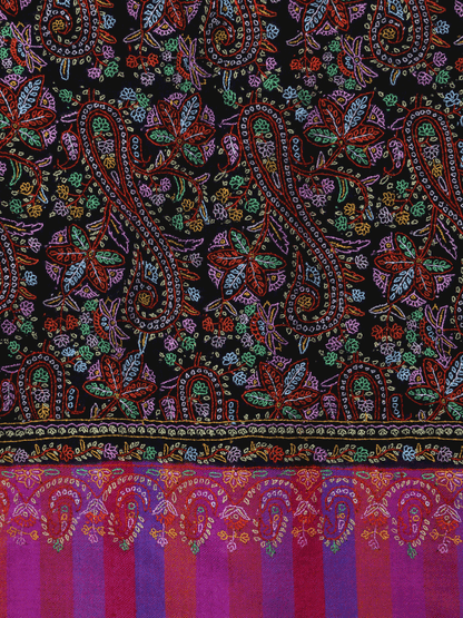 Pallu Stripped Black Jama Pashmina Shawl - Shopping in Kashmir