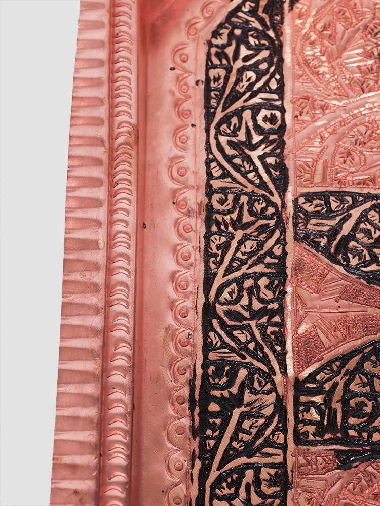 Kashmiri Kandkaari Octagon Copper Tray (Majma) - Shopping in Kashmir