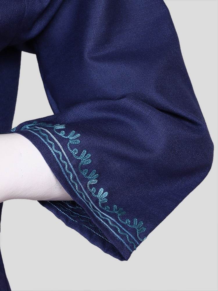 nAARI Kashmiri Aari Embroidered Royal Blue Cotton Coord Set - Shopping in Kashmir