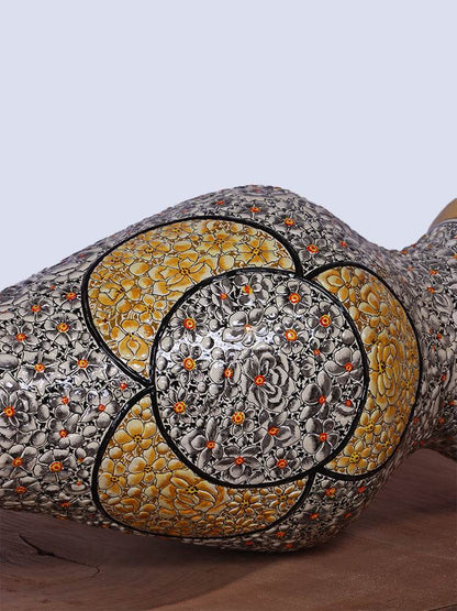White N Gold Papier Mache Flower Vase - Shopping in Kashmir