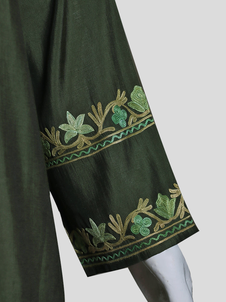Zariya Lunar Green Silk Trio Edit - Kurti, Kaftan Set, & Coord Set