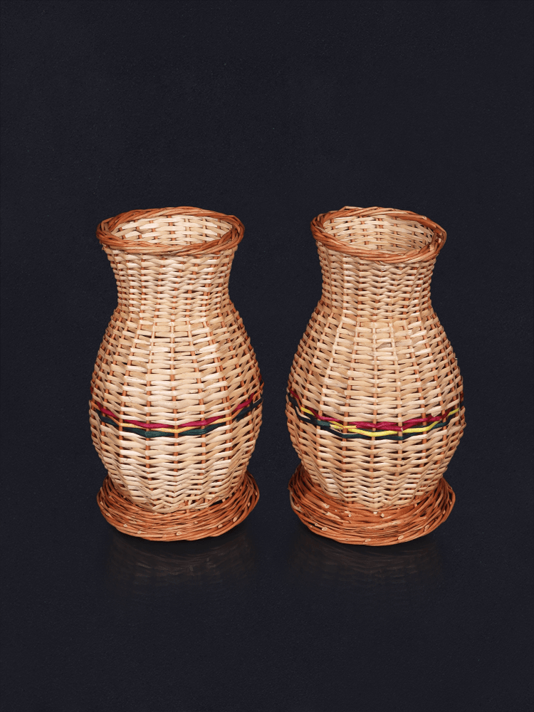 Shaakh Kashmiri Handwoven Willow Accent Pots (Set of 2) - Shopping in Kashmir