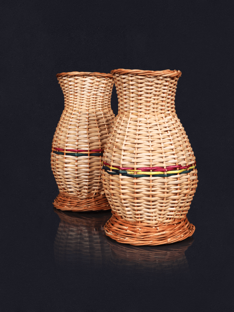 Shaakh Kashmiri Handwoven Willow Accent Pots (Set of 2) - Shopping in Kashmir