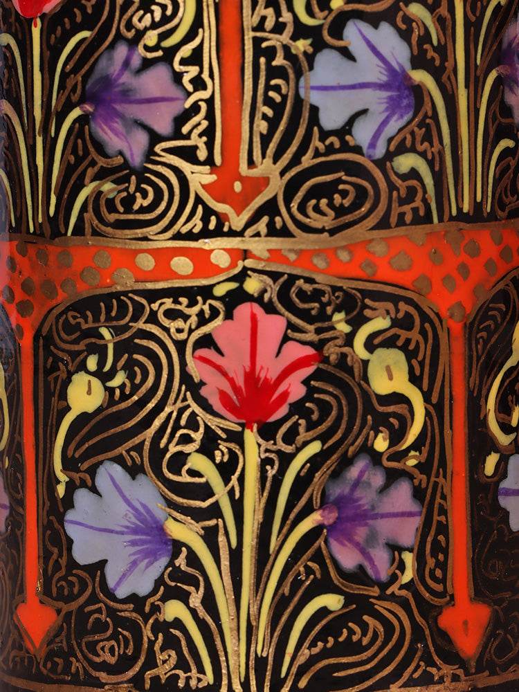 Black Floral Papier Mache Pen Holder - Shopping in Kashmir