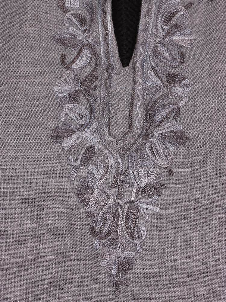 nAARI Smoke Grey Kashmiri Aari Embroidered Cotton Kurti - Shopping in Kashmir