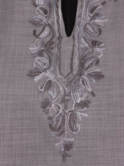 nAARI Smoke Grey Kashmiri Aari Embroidered Cotton Kurti - Shopping in Kashmir