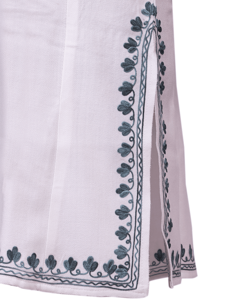 Nava-e-Poshkaar: Poshkar White Aari Embriodery pheran - Shopping in Kashmir