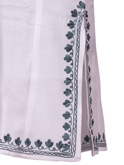 Nava-e-Poshkaar: Poshkar White Aari Embriodery pheran - Shopping in Kashmir