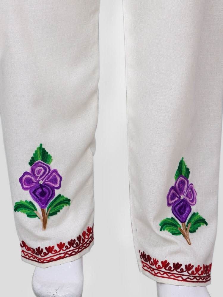 nAARI Kashmiri Aari Embroidered Off-white Cotton Coord Set - Shopping in Kashmir