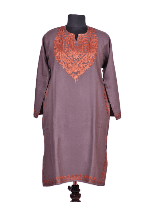 Zarqash-e-Pashmina: Copper Zari Embriodery pheran - Shopping in Kashmir
