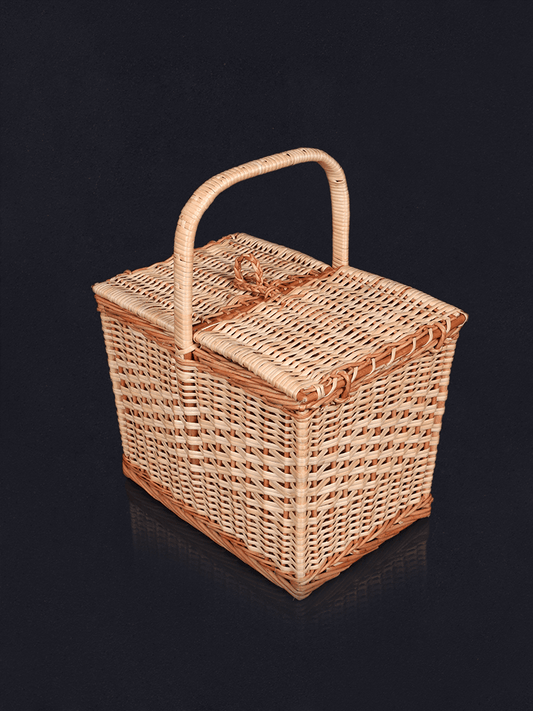 Shaakh Kashmiri Handwoven Willow Lidded Picnic / Keepsake Basket - Shopping in Kashmir