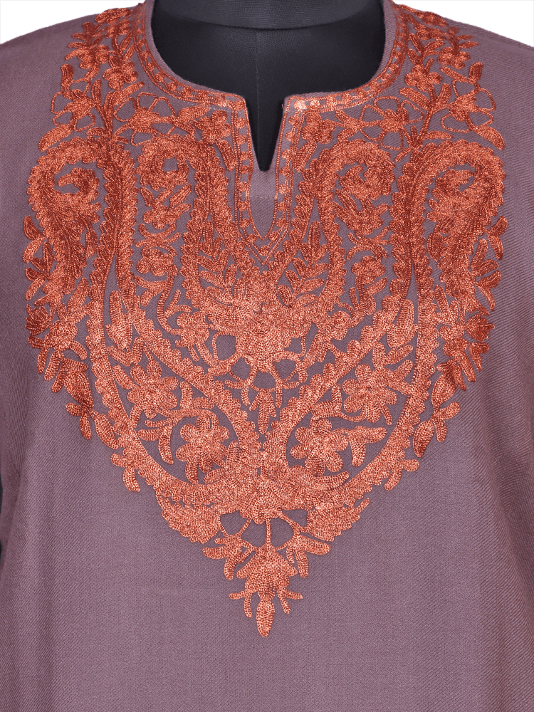 Zarqash-e-Pashmina: Copper Zari Embriodery pheran - Shopping in Kashmir