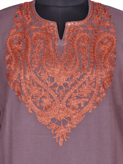 Zarqash-e-Pashmina: Copper Zari Embriodery pheran - Shopping in Kashmir