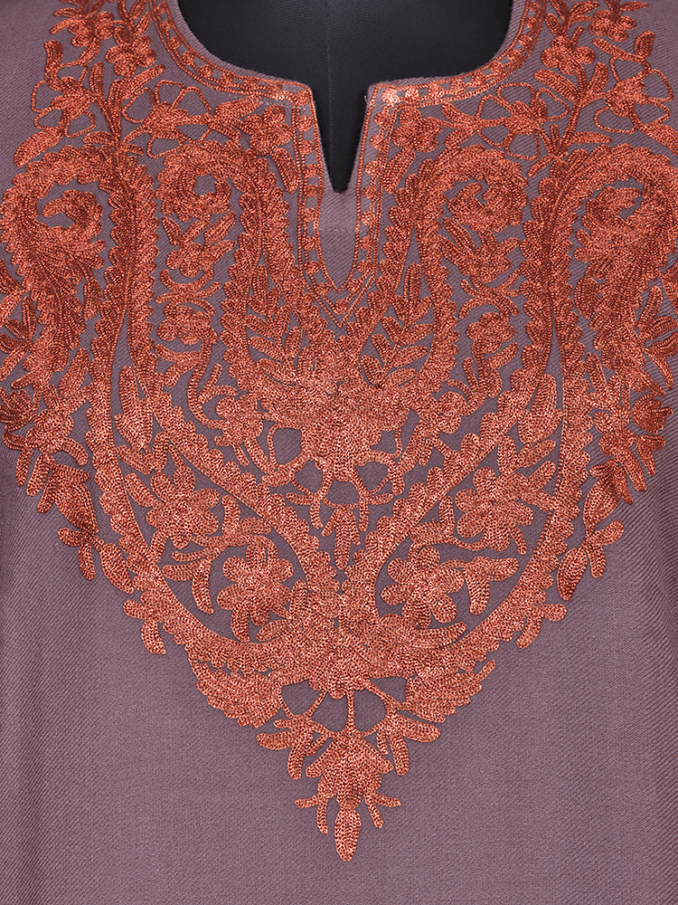 Zarqash-e-Pashmina: Copper Zari Embriodery pheran - Shopping in Kashmir