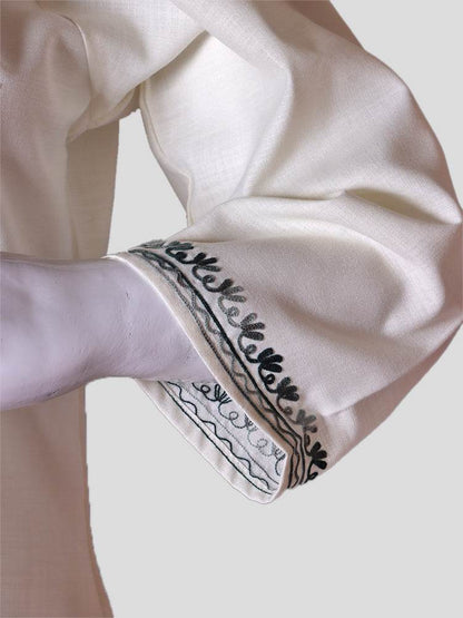nAARI Kashmiri Aari Embroidered Creamish White Cotton Coord Set - Shopping in Kashmir