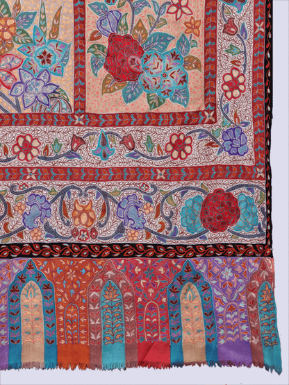 Multicolored Kalamkaari Jama Pashmina Shawl - Shopping in Kashmir