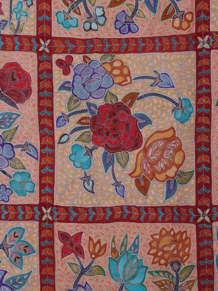 Multicolored Kalamkaari Jama Pashmina Shawl - Shopping in Kashmir