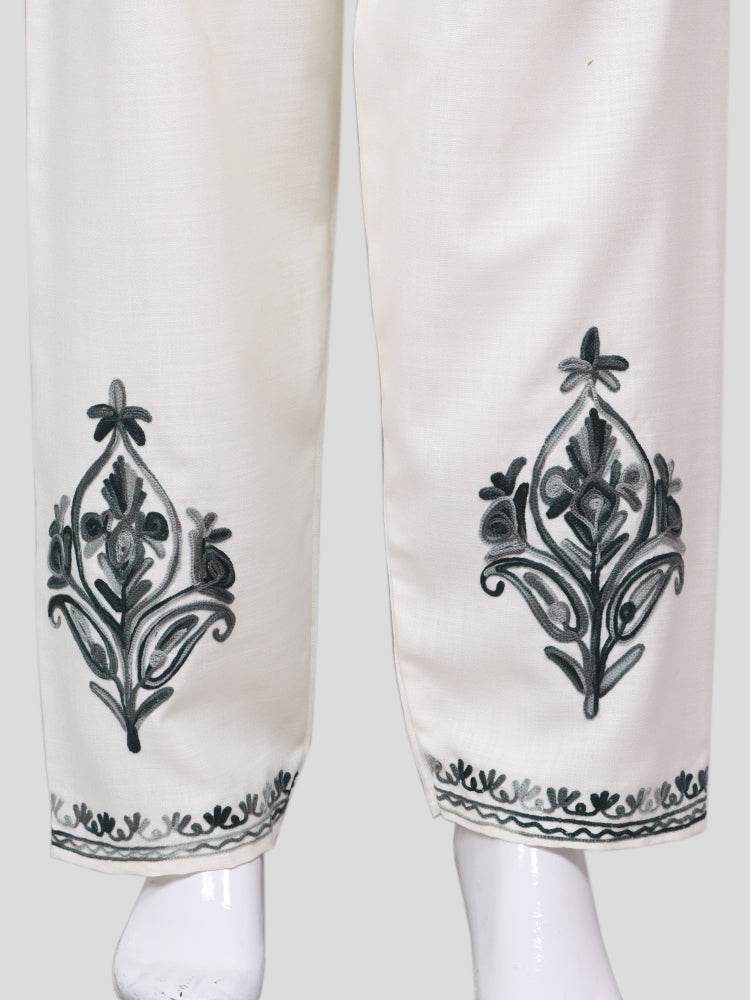 nAARI Kashmiri Aari Embroidered Creamish White Cotton Coord Set - Shopping in Kashmir