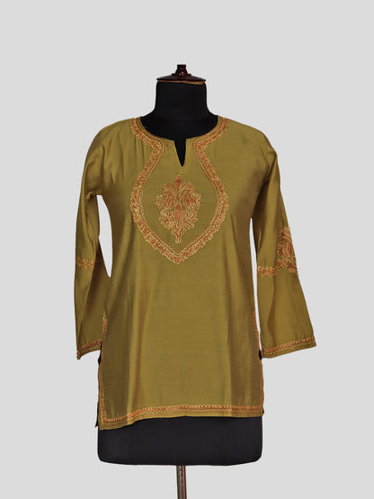 Zariya Golden Brown Silk Trio Edit - Kurti, Kaftan Set, & Coord Set