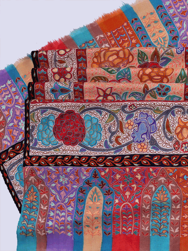 Multicolored Kalamkaari Jama Pashmina Shawl - Shopping in Kashmir