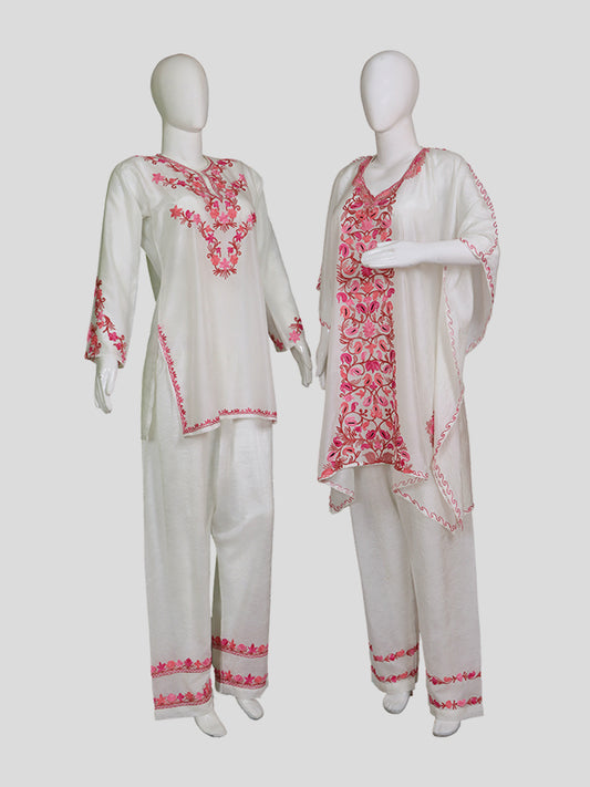 Zariya Cream Silk Twins - Coord Set & Kaftan Set