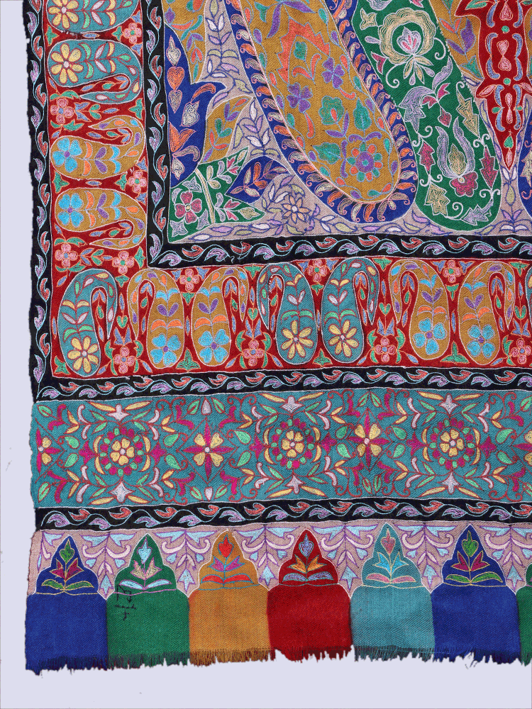 Colored Kalamkaari Jama Pashmina Shawl - Shopping in Kashmir