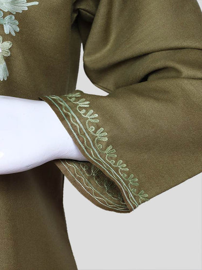 nAARI Kashmiri Aari Embroidered Olive Green Cotton Coord Set - Shopping in Kashmir