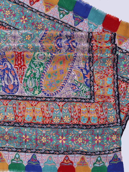 Colored Kalamkaari Jama Pashmina Shawl - Shopping in Kashmir