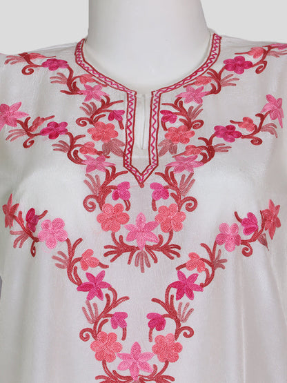 Zariya Cream Silk Twins - Coord Set & Kaftan Set