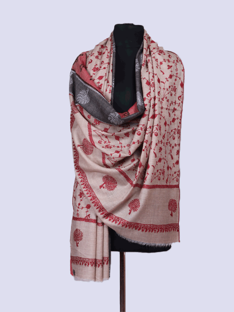 Natural Jaali Bootidar Pashmina Shawl - Shopping in Kashmir