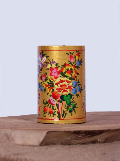 Multicolored Floral Design Papier Mache Pen Holder - Shopping in Kashmir
