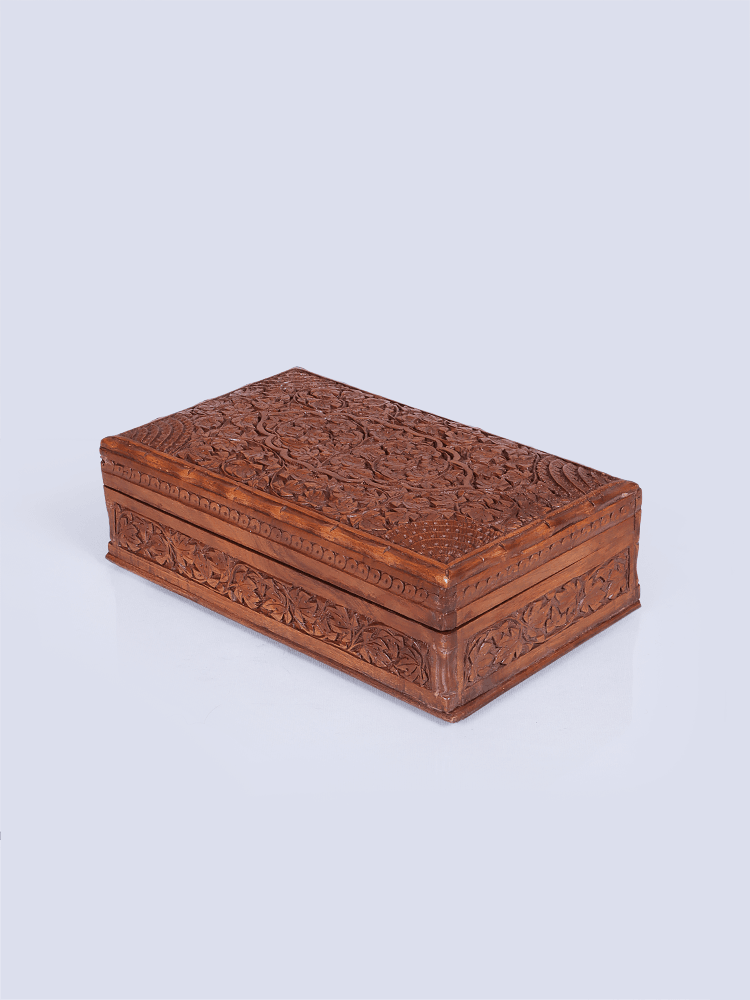 Chinar Petal Engraved Walnut Wood Box - Shopping in Kashmir