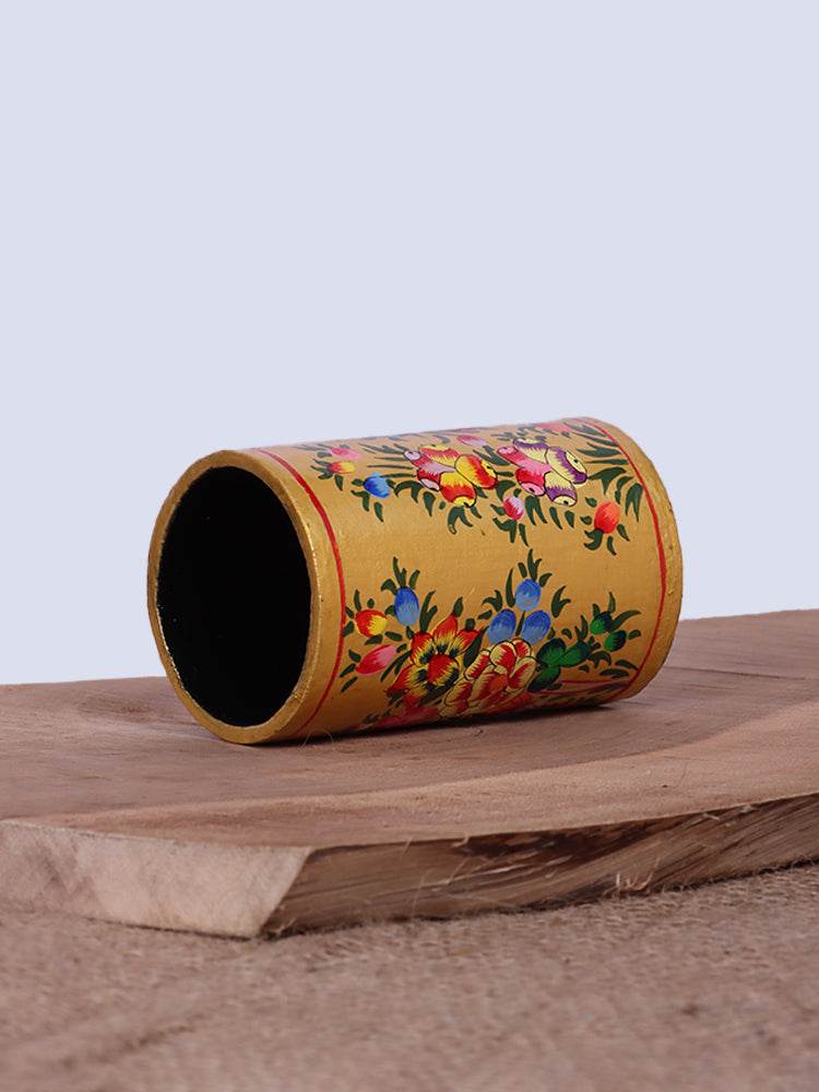 Multicolored Floral Design Papier Mache Pen Holder - Shopping in Kashmir