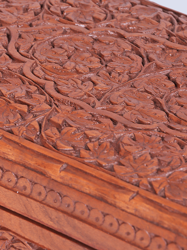 Chinar Petal Engraved Walnut Wood Box - Shopping in Kashmir
