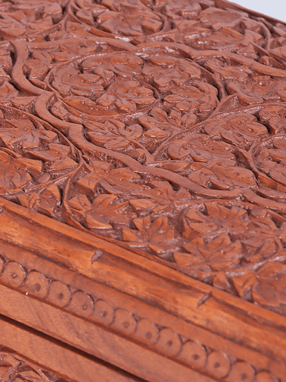 Chinar Petal Engraved Walnut Wood Box - Shopping in Kashmir