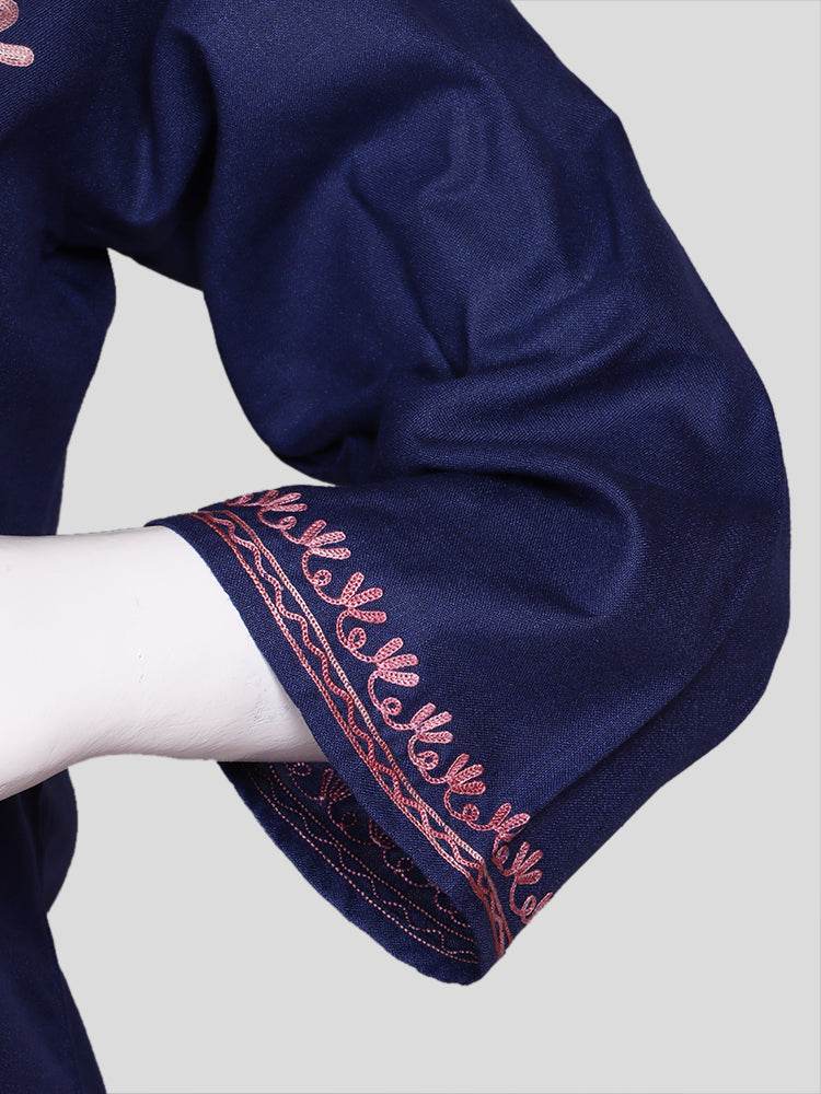 nAARI Kashmiri Aari Embroidered Indigo Blue Cotton Coord Set - Shopping in Kashmir