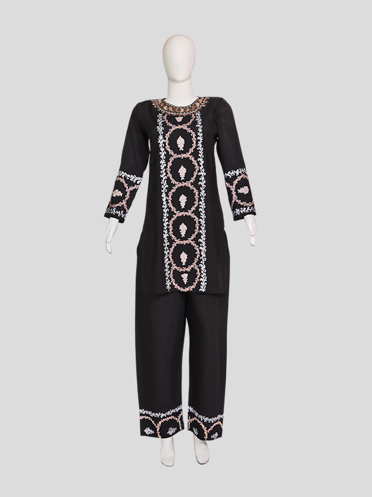 Zariya Jet Black Silk Trio Edit - Kurti, Kaftan Set, & Coord Set