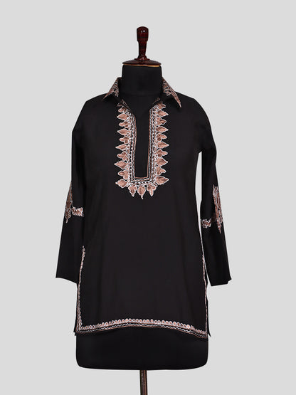 Zariya Jet Black Silk Trio Edit - Kurti, Kaftan Set, & Coord Set