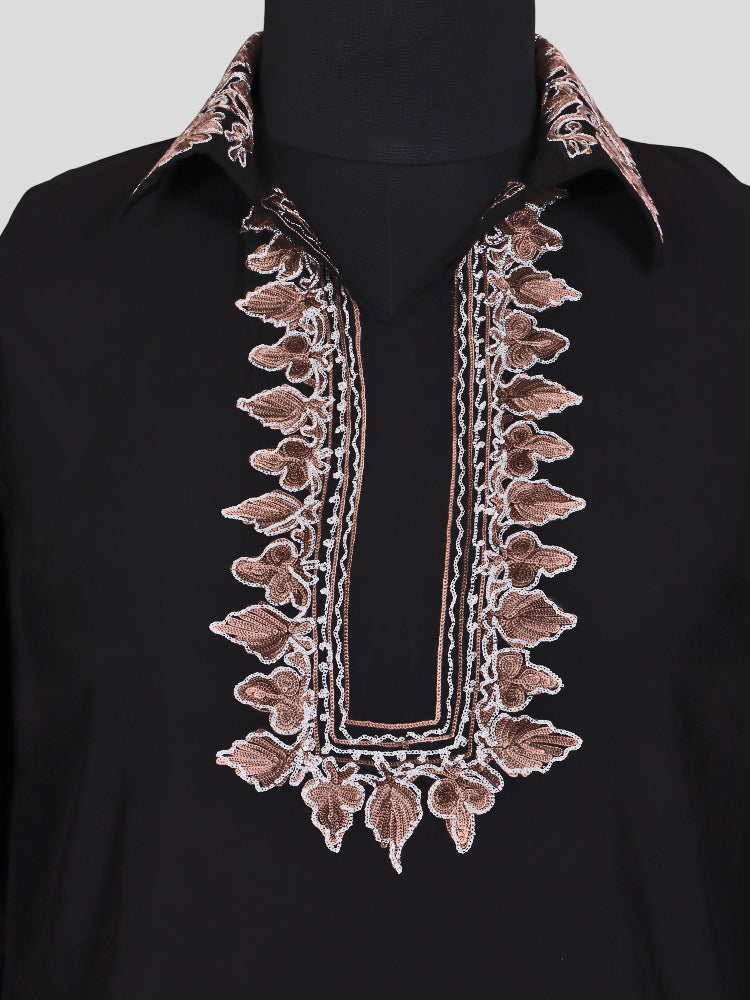 Zariya Jet Black Silk Trio Edit - Kurti, Kaftan Set, & Coord Set