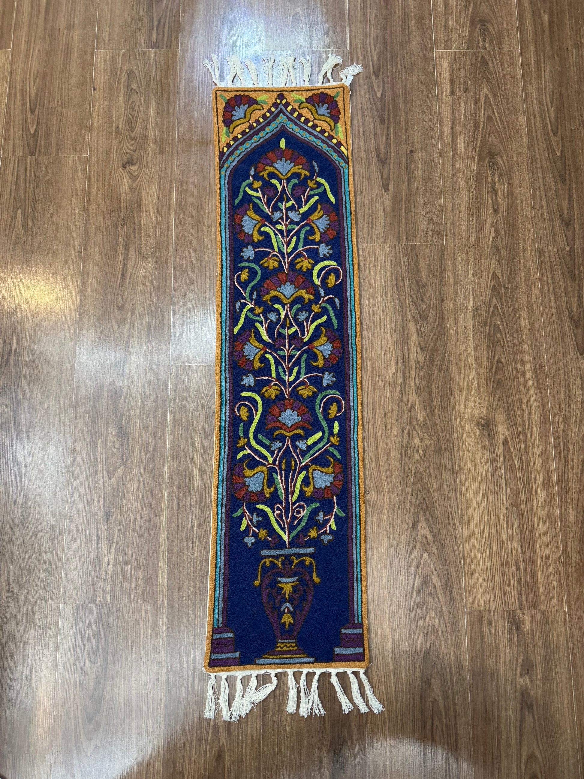 Flower Pot Design Handmade Chainstitch Wall Hanging - Shopping in Kashmir