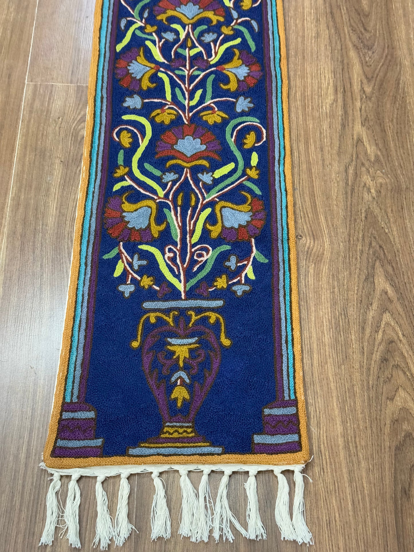 Flower Pot Design Handmade Chainstitch Wall Hanging - Shopping in Kashmir