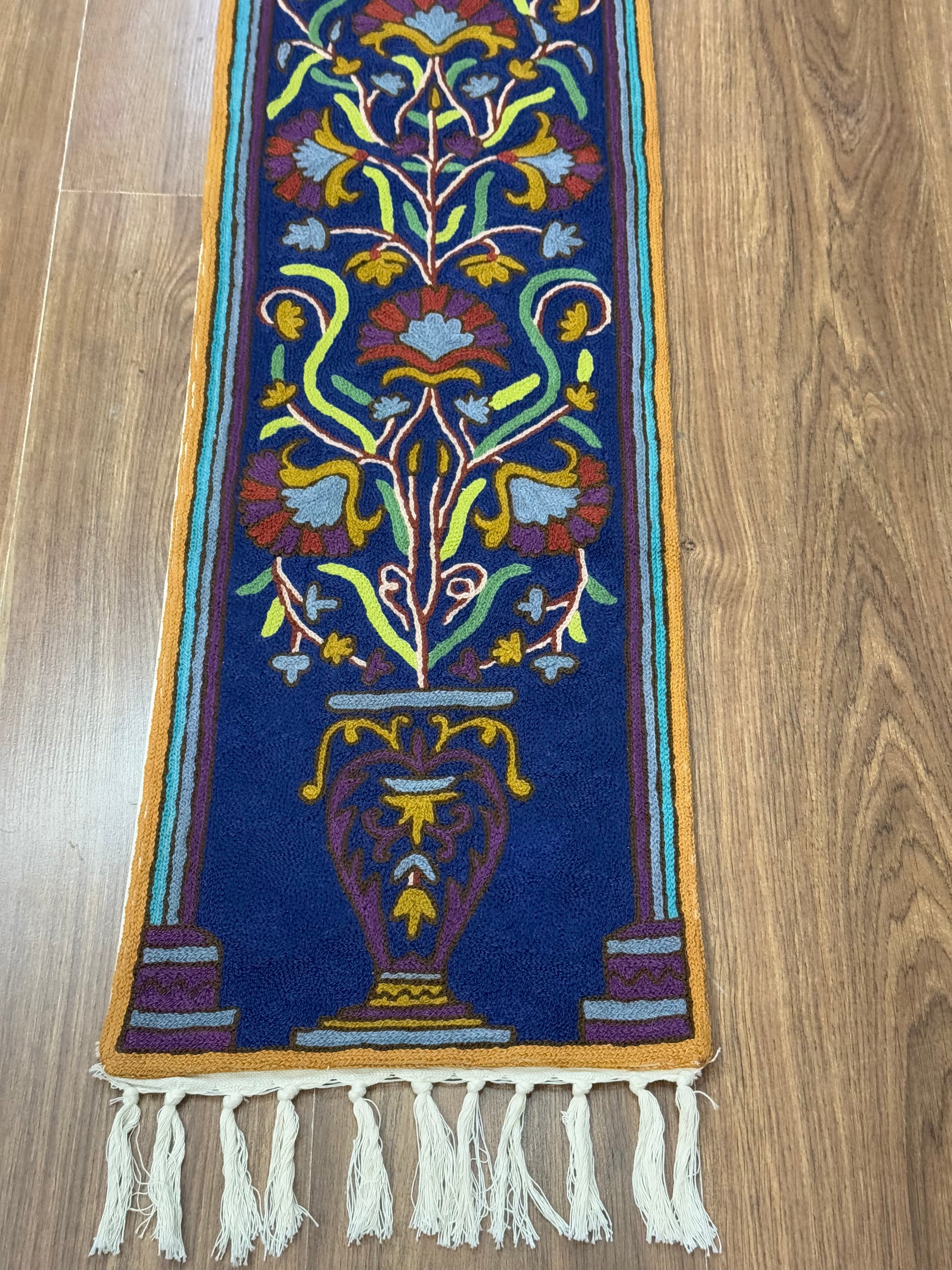 Flower Pot Design Handmade Chainstitch Wall Hanging - Shopping in Kashmir