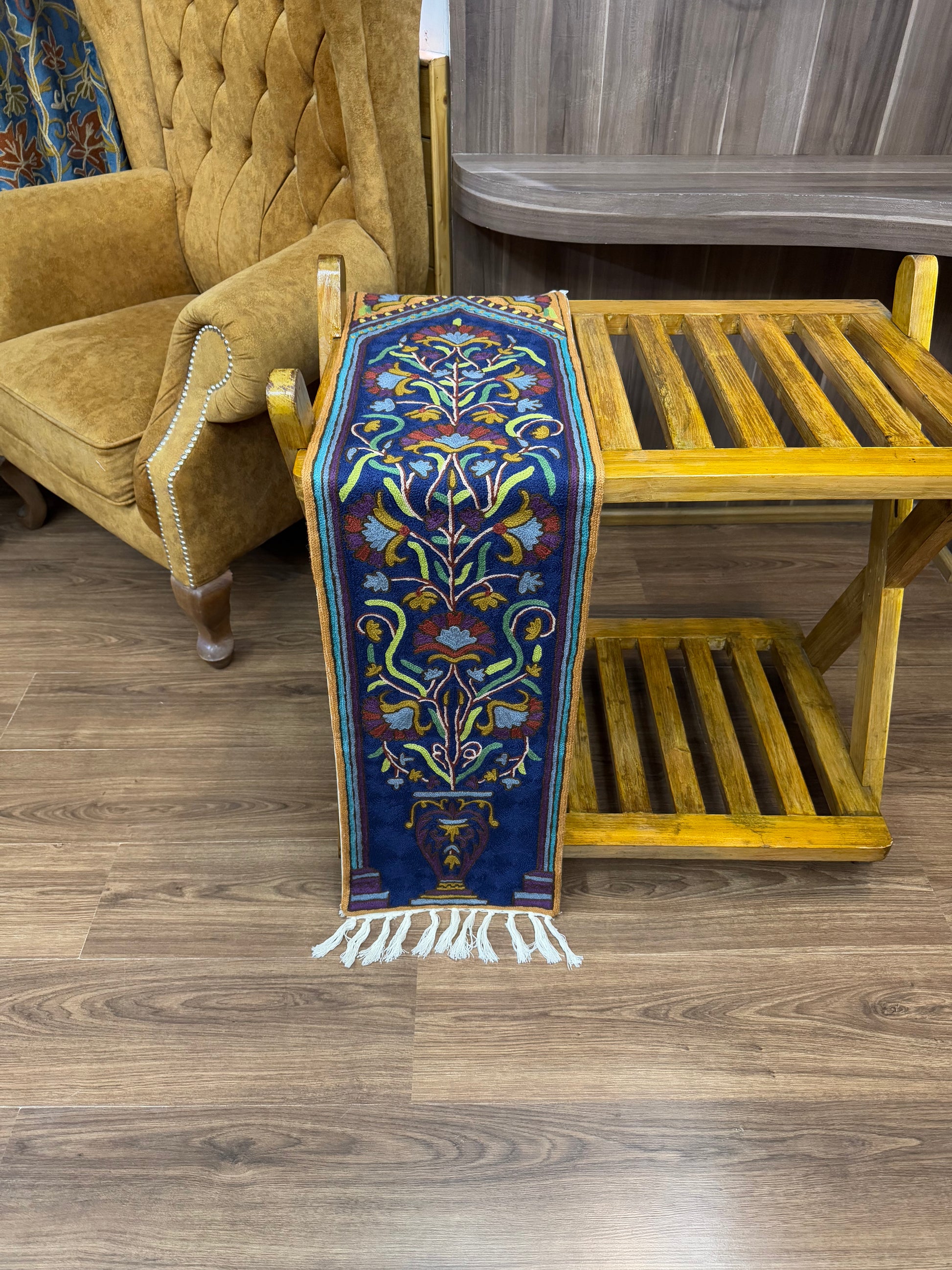 Flower Pot Design Handmade Chainstitch Wall Hanging - Shopping in Kashmir