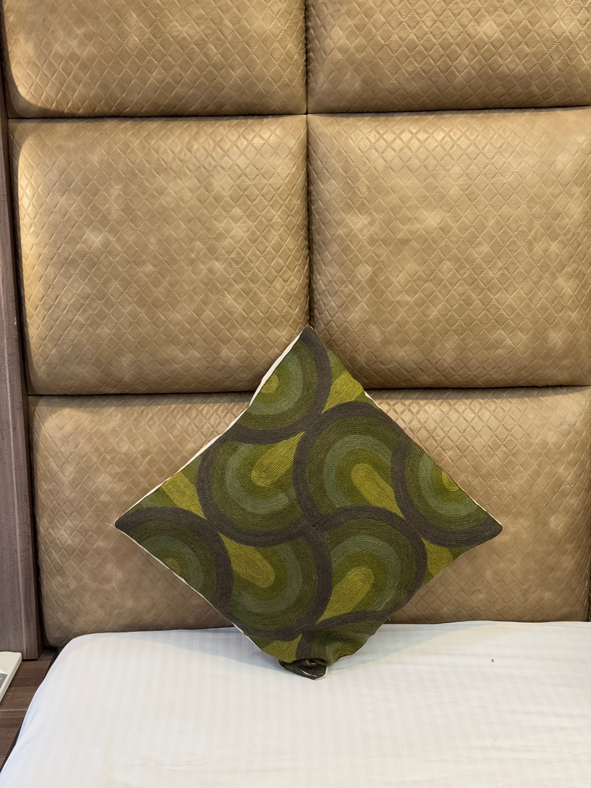 Shades Of Green Handmade Chainstitch Cushion Covers (Set of Two) - Shopping in Kashmir