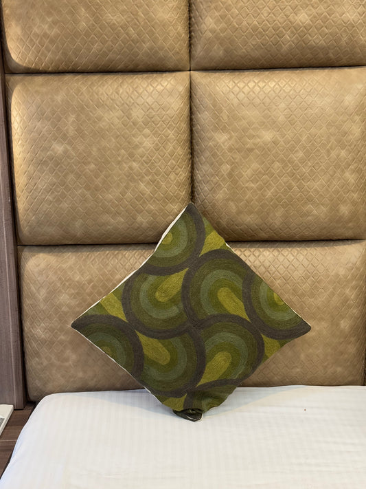 Shades Of Green Handmade Chainstitch Cushion Covers (Set of Two) - Shopping in Kashmir