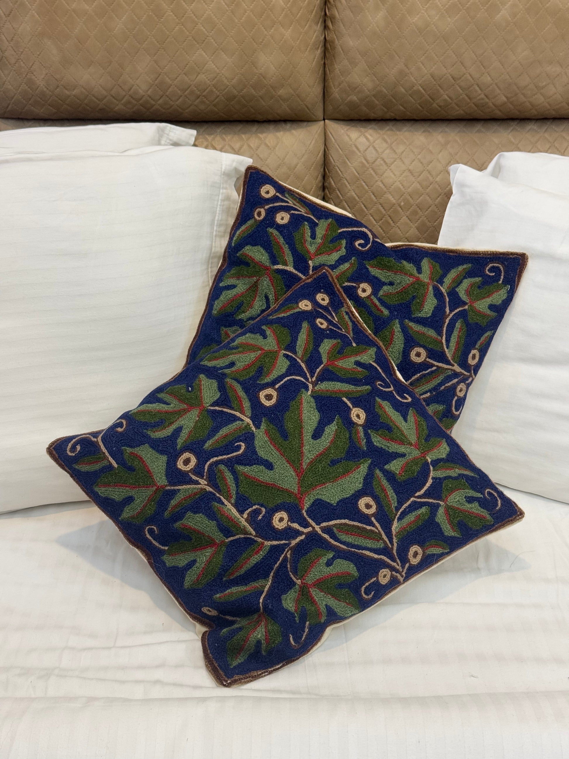 Booen Pann Design Handmade Chainstitch Cushion Cover (Set of Two) - Shopping in Kashmir