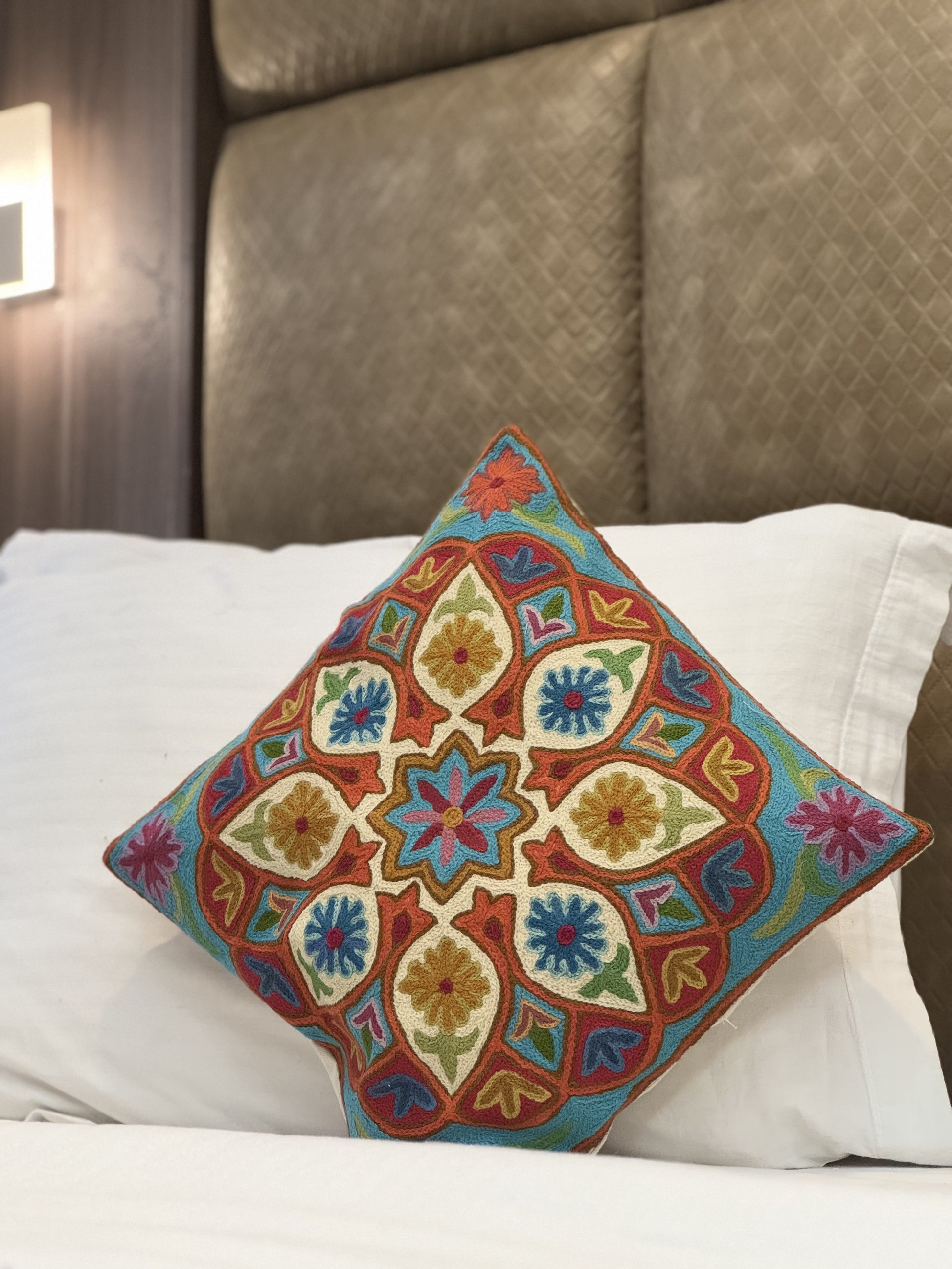 Mid Flora Design Handmade Chainstitch Cushion Cover (Set of Two) - Shopping in Kashmir